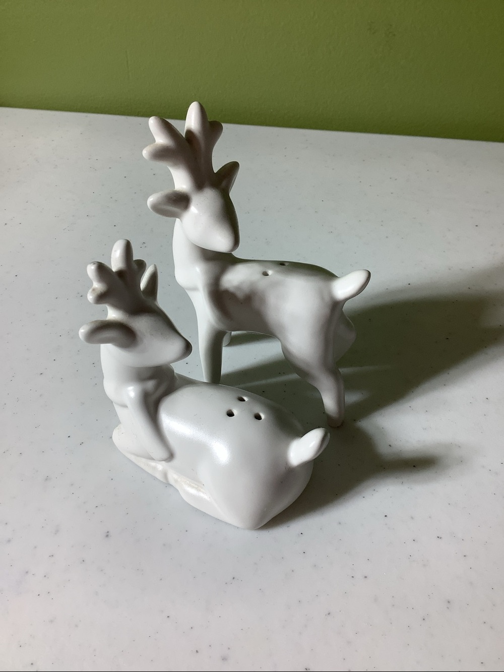 Deer white salt and pepper shaker set